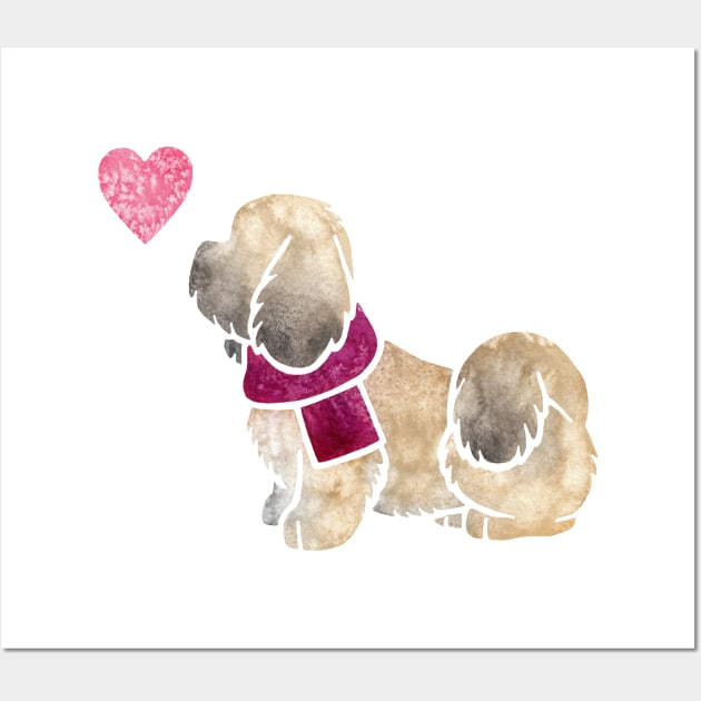 Lhasa Apso watercolour Wall Art by animalartbyjess